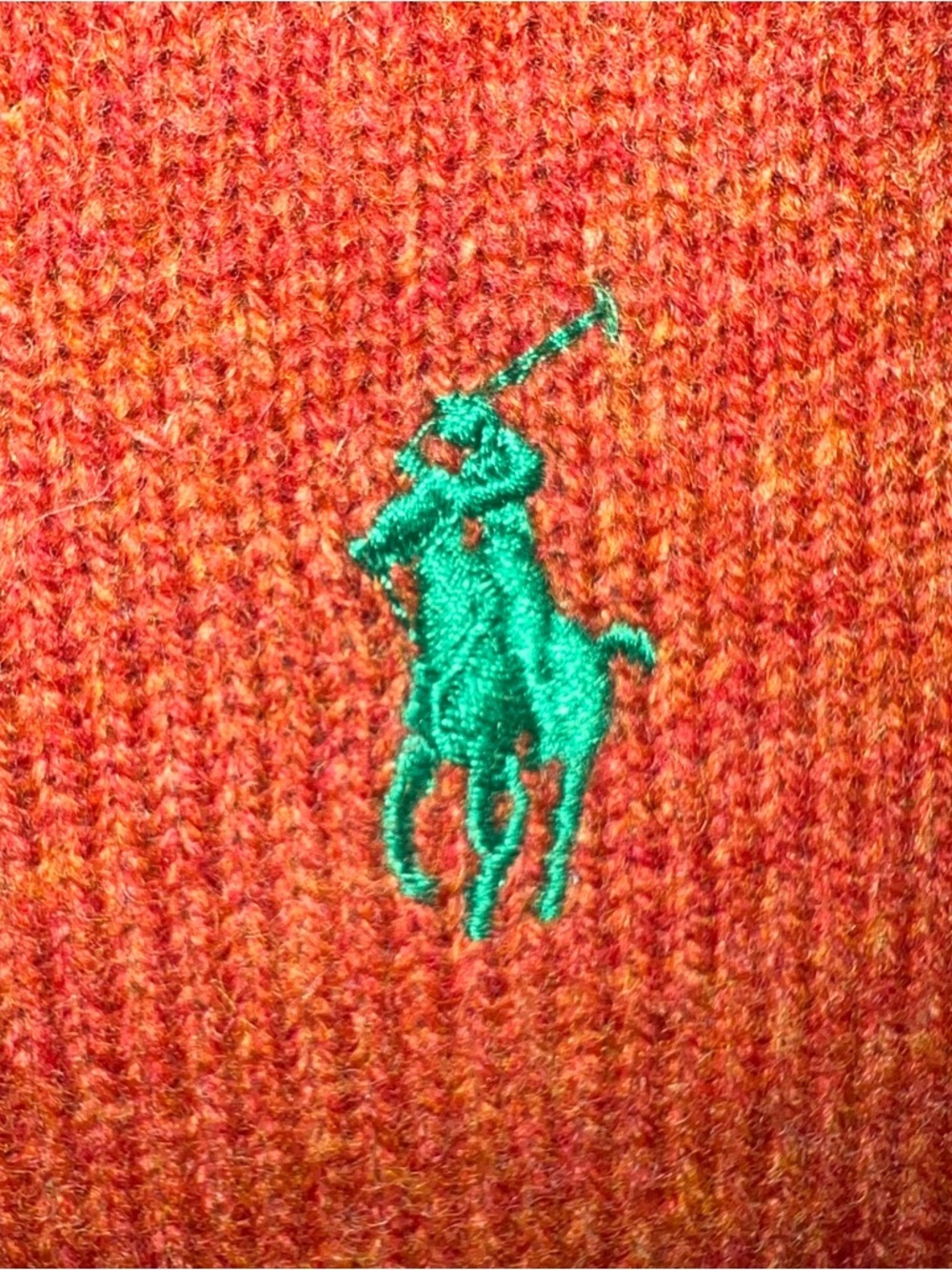 Polo by Ralph Lauren V-Neck Sweater - Rust Orange with Green Pony - Picture 6 of 12